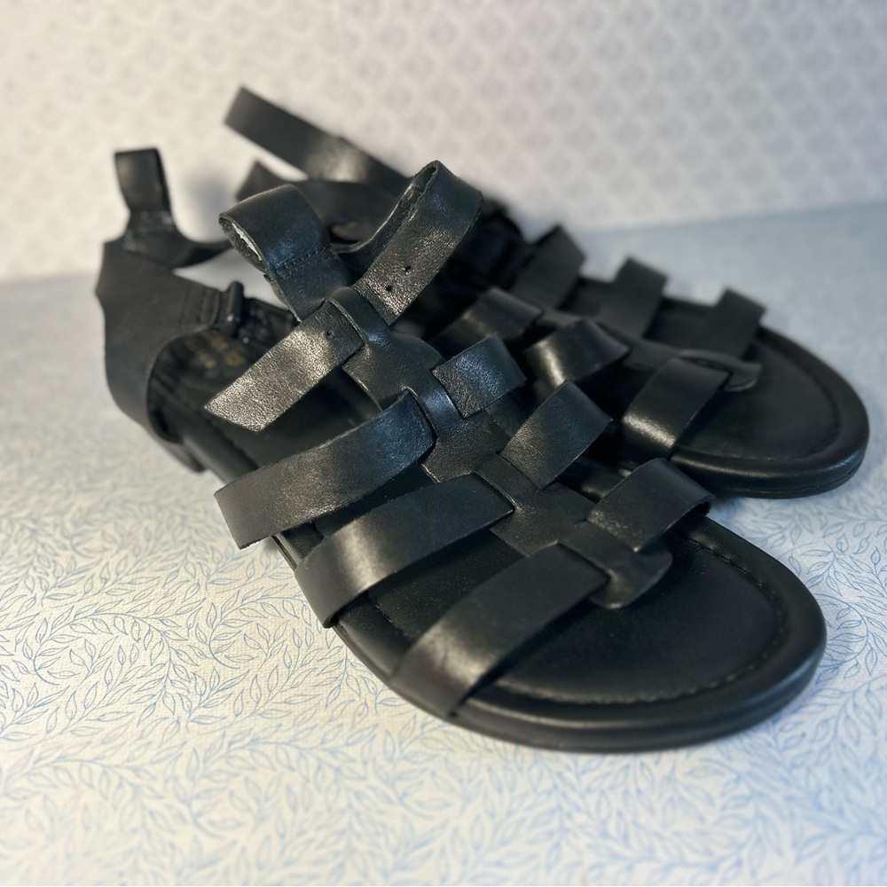 Clarks Black Leather Strappy Sandals